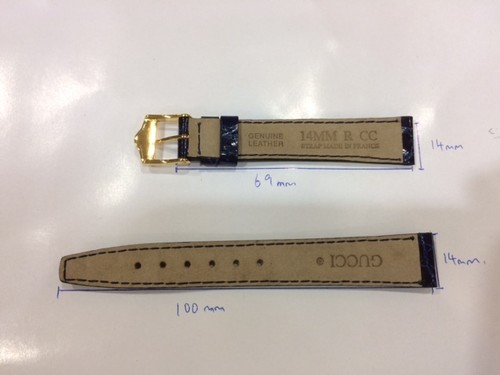 Gucci Dark Blue leather watch strap 14mm X12mm Authentic strap mint - Picture 5 of 10
