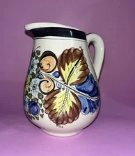 Tonala Mexican Folk Art Pitcher Hand Painted & Signed