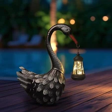 HONGLAND Solar Garden Statue Outdoor Swan Decor Bird Decor Lawn Ornament for Bac