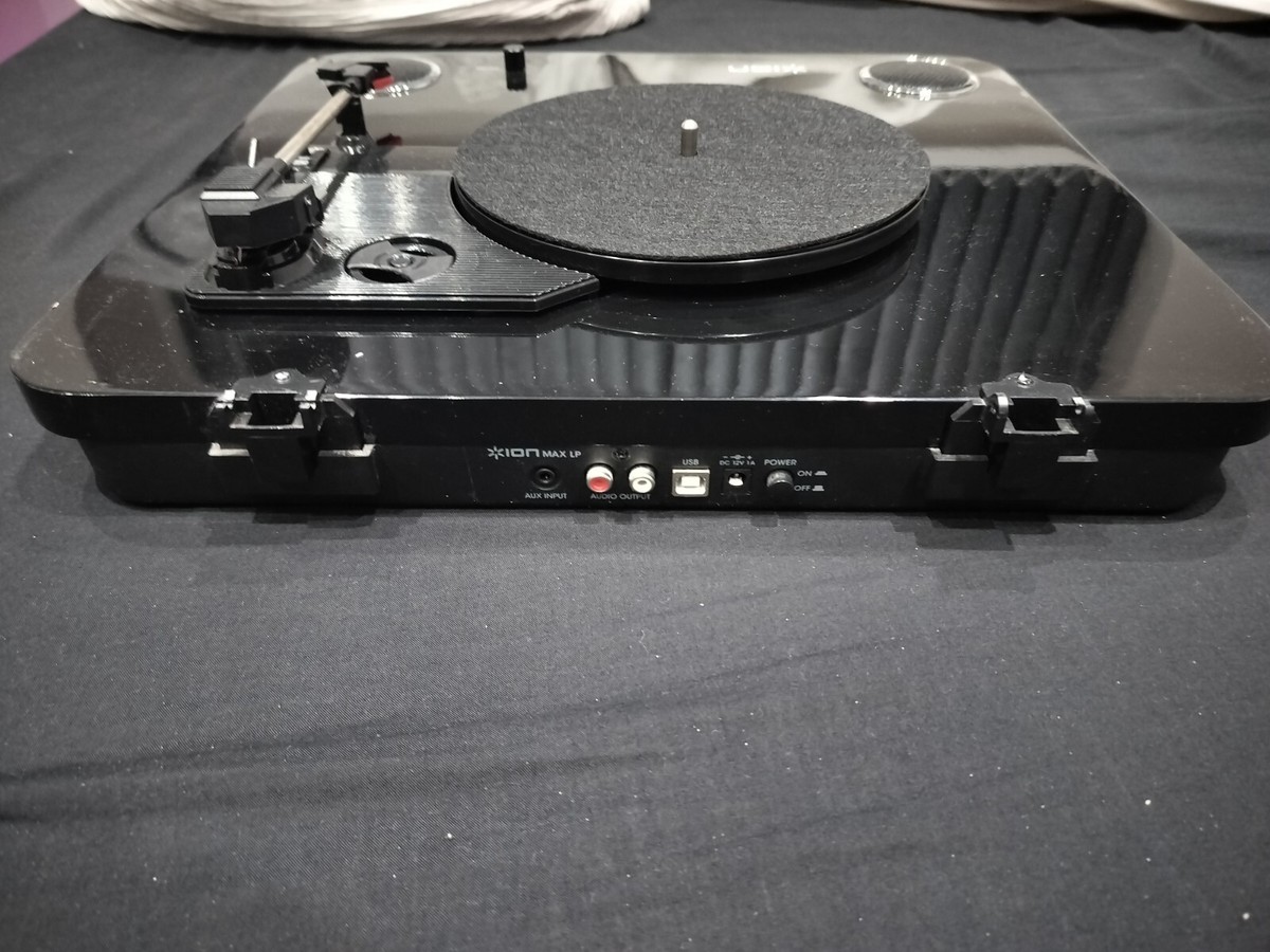 ION Max LP Conversion Turntable with Stereo Speakers Black