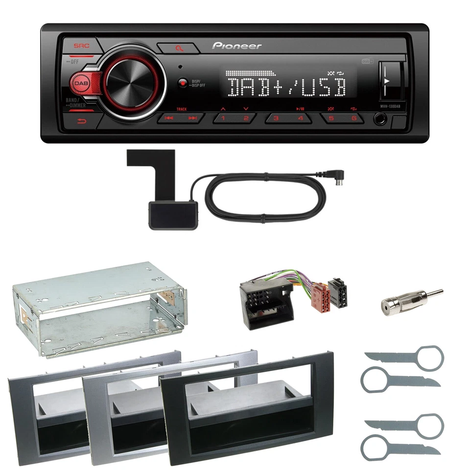 Pioneer MVH-130DAB Digitalradio USB Einbauset für Ford Focus C-Max Fiesta Transi - Bild 1 von 1