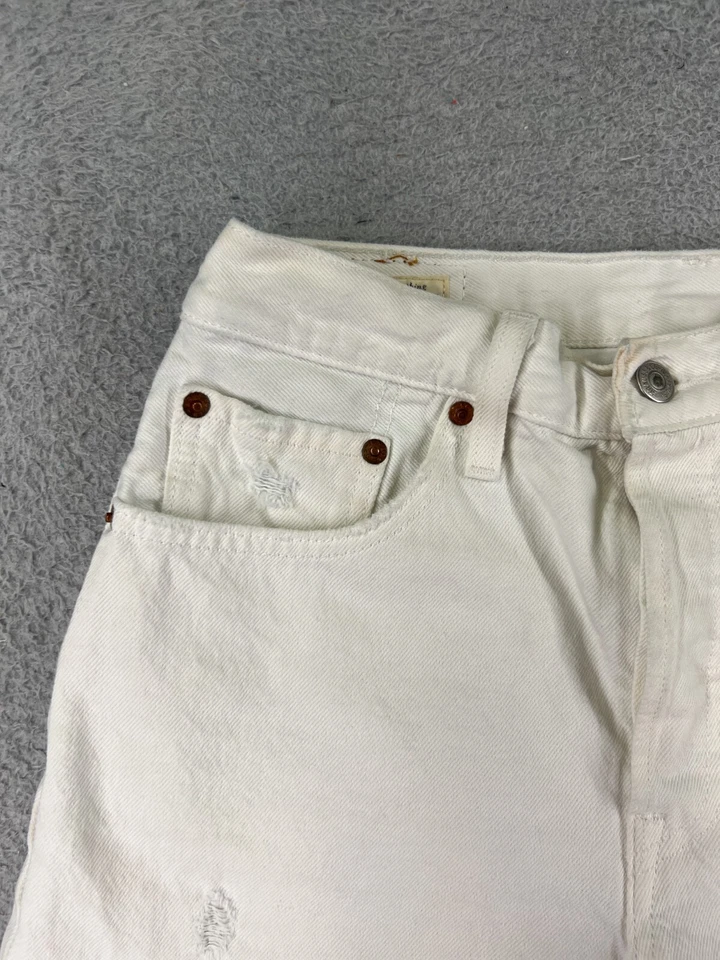 Levis Shorts Womens 28 White Denim Jean Cutoff Premium Big E 501 Button Fly 24x5 - Image 4 of 4