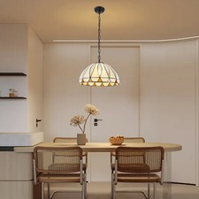 Vintage Ceiling Fixture Hanging Light Tiffany Style Stained Glass Pendant Lamp