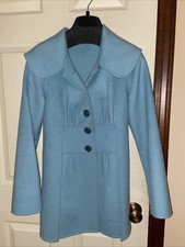Etcetera Double-faced Wool Jacket Shawl Collar Light Blue/turquoise Size 2