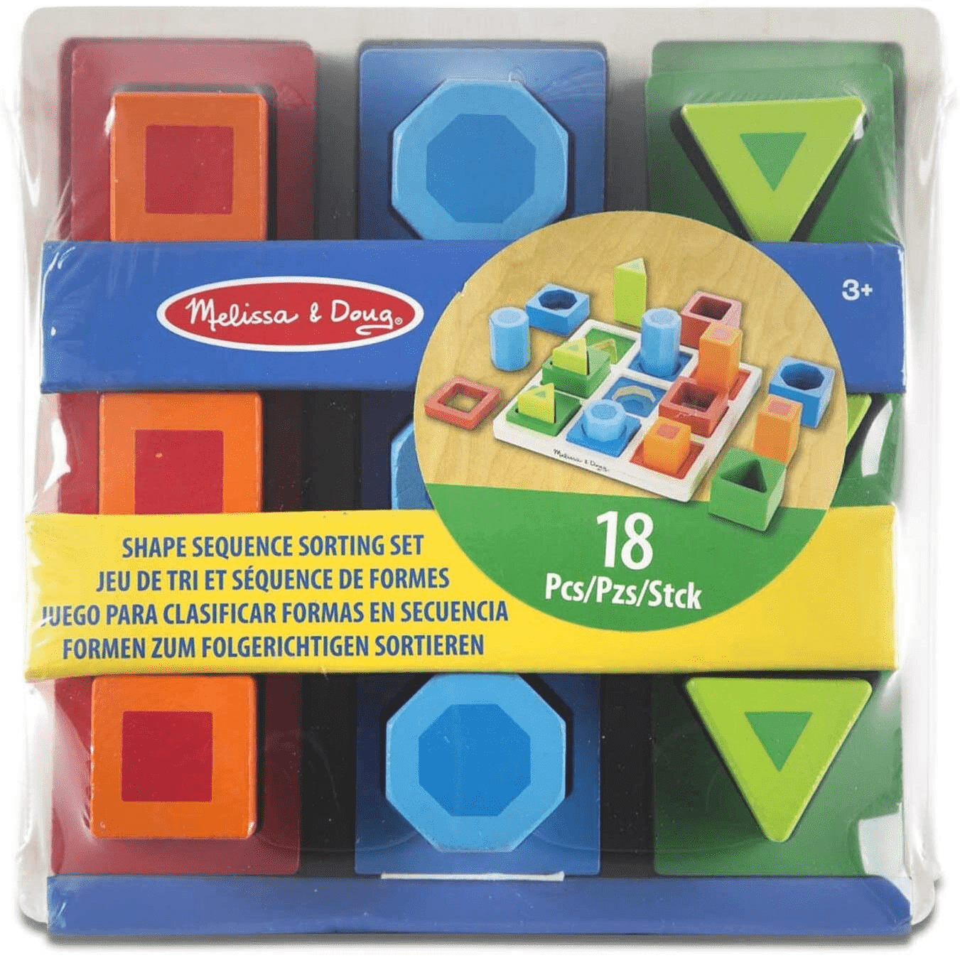 Melissa & Doug SHAPE SEQUENCE SORTING SET Educational Childrens Wooden Toy 3yrs+