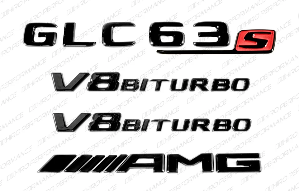 Pegatinas insignias emblemas rojos negros brillantes para GLC63s V8 Biturbo AMG C253 X253 Foto 2 de 3