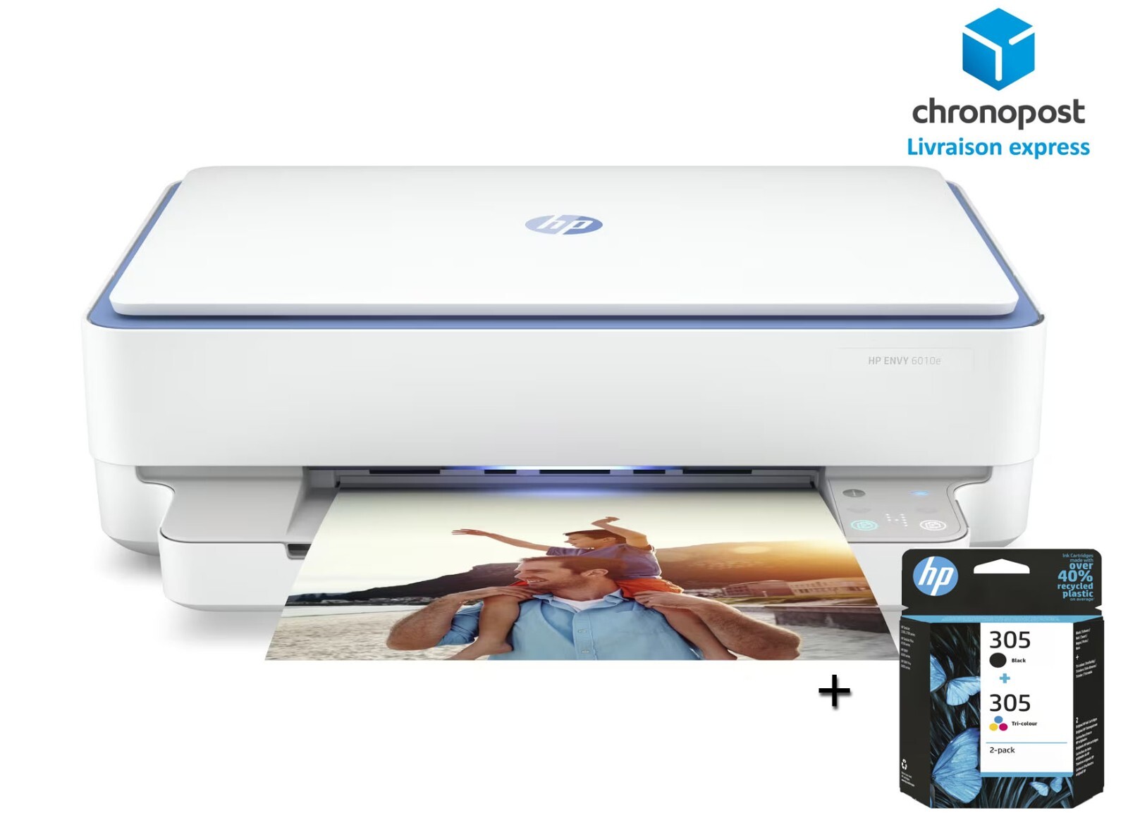 Imprimante HP Envy 6030e jet d'encre pour le télétravail et les devoirs avec pack encre