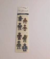 Mrs. Grossman's Lot of 3 Strips Brand New in Package Robots Metallic Stickers