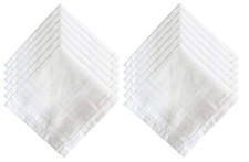 Cotton Premium Handkerchiefs Collection Hanky for Men, Set of 12 White 