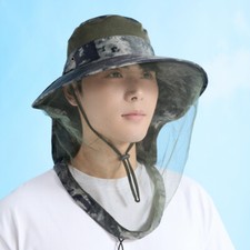 Men Anti-mosquito Fishing Hat Beekeeping Full Face Mask Cover Mesh Sun Hat Decor
