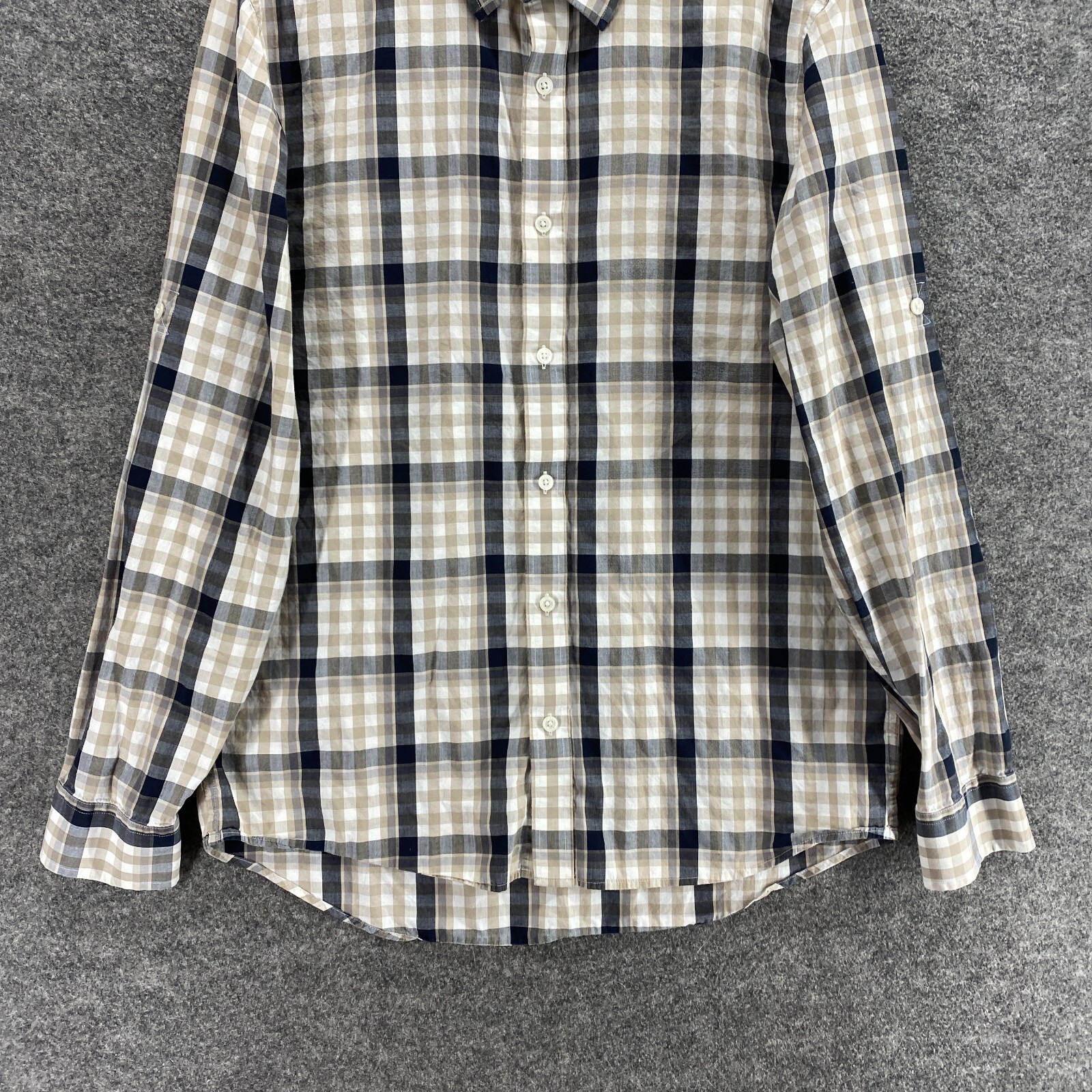 Michael Kors Shirt Men M  Black Plaid Button Up Collared Long Sleeve thumbnail 4