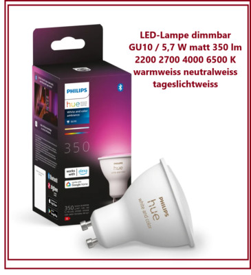 LED-Lampe dimmbar GU10 / 5,7 W matt 350 lm 2200 2700 4000 6500 K