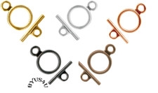 CLASP TOGGLE 14mm JEWELRY FINDINGS SMOOTH PLATED 20 SETS