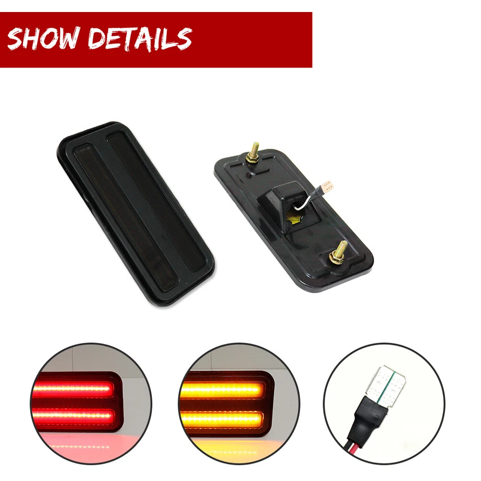 Lámparas marcadoras laterales LED rojas ámbar delanteras traseras LED para lente de humo Pontiac Firebird 70-81 Foto 4 de 4