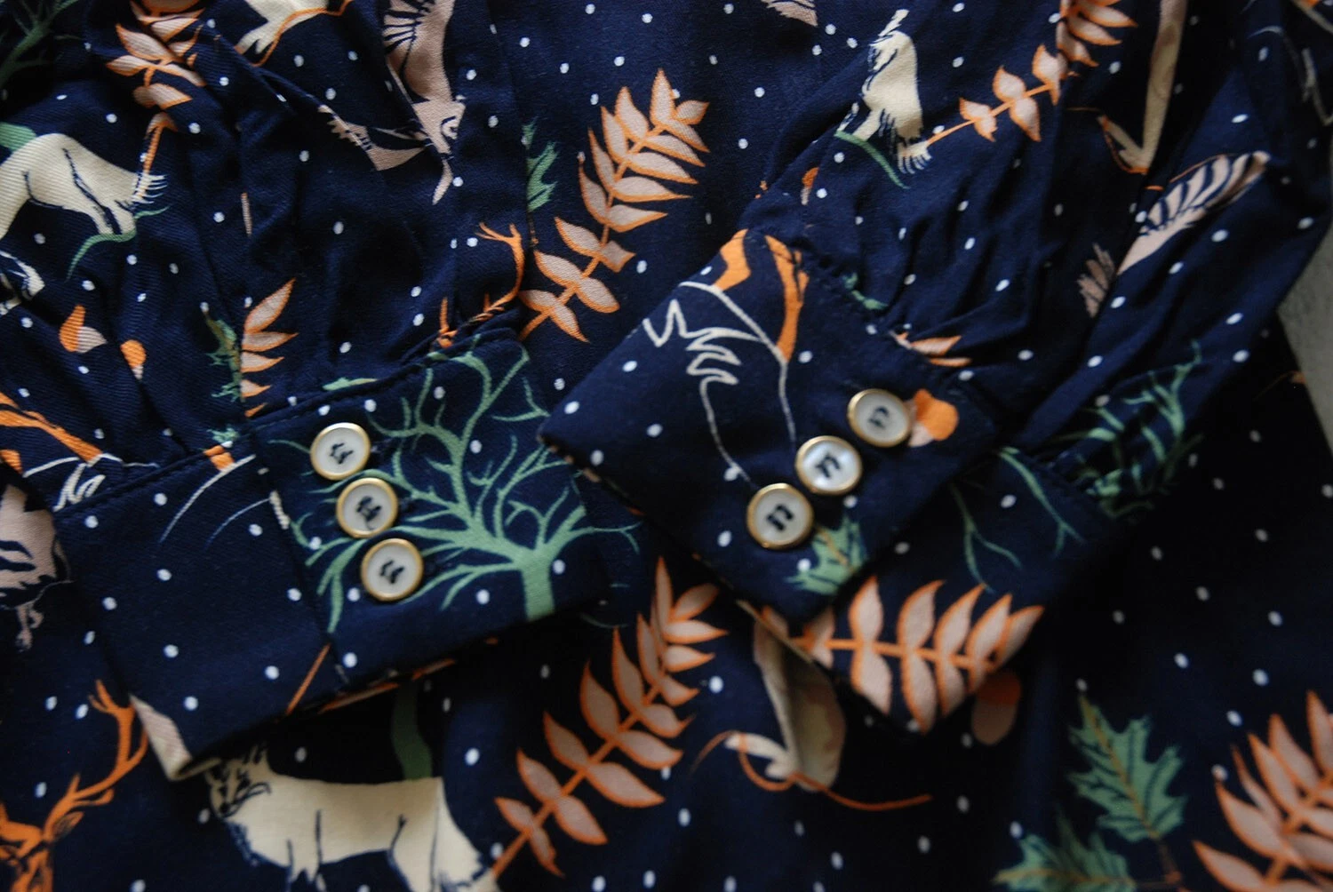 UNDERCOVER Louche Liv Secret Garden Midi Casual Dress Autumnal Winter Woodland Print UK8