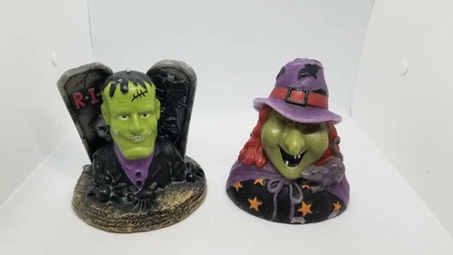 Vintage Frankenstein and Witch Candle Monster Halloween unburned cool  - product listing photo