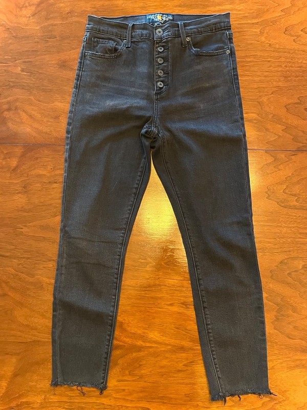 Womens Lucky Brand black frayed hem Bridgette Capri high rise jeans size 6/28