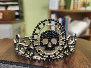 CHASING FIREFLIES SKULL TIARA BLACK ON SILVER DRESS UP COSTUME HALLOWEEN