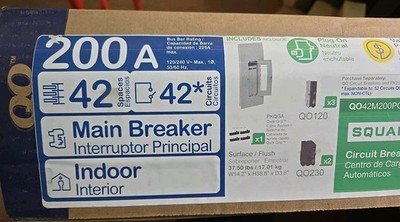 Square D QO 200 Amp 42-Space 42-Circuit Indoor Main Breaker Load C QO42M200PQCVP
