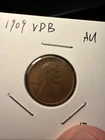 1909 vdb lincoln cent wheat penny AU
