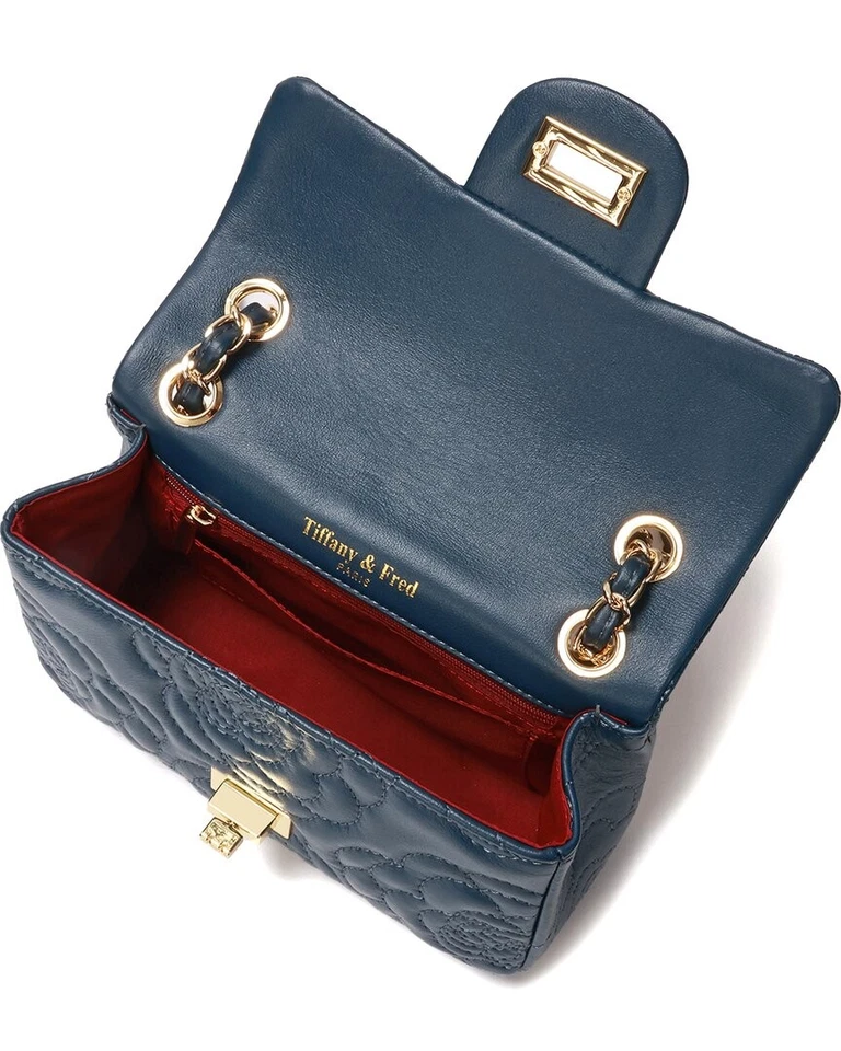 Bolsa tiracolo/ombro feminina Tiffany & Fred Paris acolchoada grão superior azul - Imagem 3 de 3