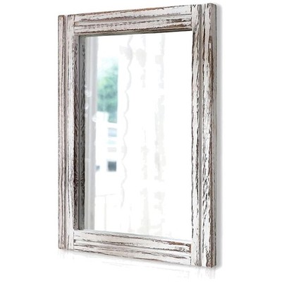Rustic Wood Frame Hanging Mirror