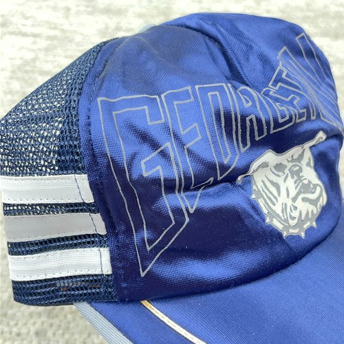 Vintage Georgetown Hoyas Trucker Hat Cap Snapback 3 Stripe 80s Made In USA Mesh - Picture 2 of 11