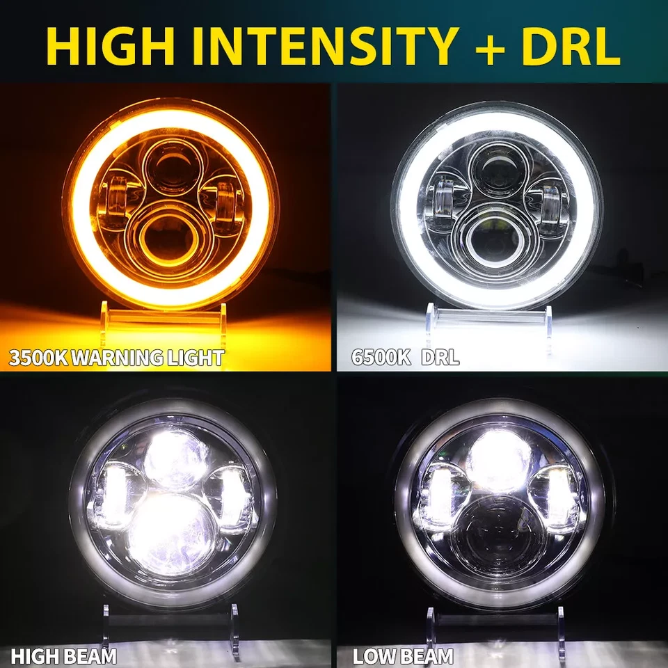 7" Inch Round LED Headlights Hi&Lo Sealed Beam FOR Chevy Bel Air 1955-1957 - Image 2 of 4
