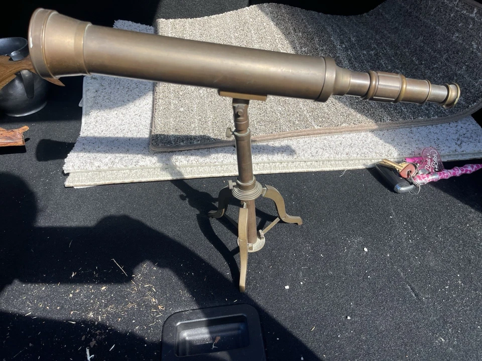 Telescopio de latón diseño de mesa antiguo Foto 4 de 4