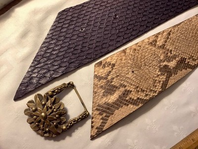 COLIN WILKING SIGNED 1988 BRUTALIST FLOWER BRASS BELT BUCKLE 3 X 2.75 + 2 BELTS
