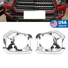 2Pcs Front Bumper Grille Chrome Fog Light Cover Trim For 2016-2023 Toyota Tacoma