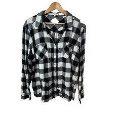 Maurices Black and White Plaid Button Up XL