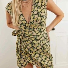 NWT Urban Outfitters Floral Collar Mini Wrap Dress Sz XS Summer 90s Y2K