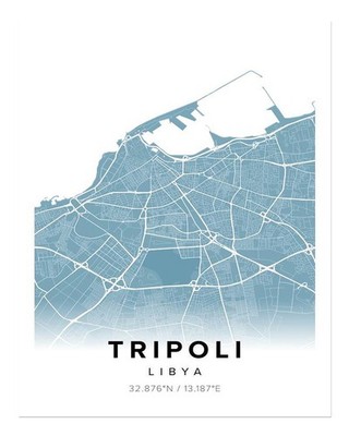 Tripoli Libya City Map Poster Wall Art Premium Quality Fine Art Print