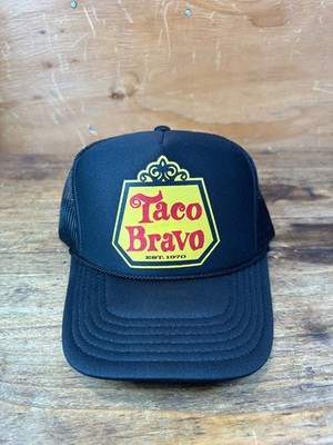 Taco Bravo Foam Trucker Hat Black Snapback Vintage Style Mesh Logo Cap