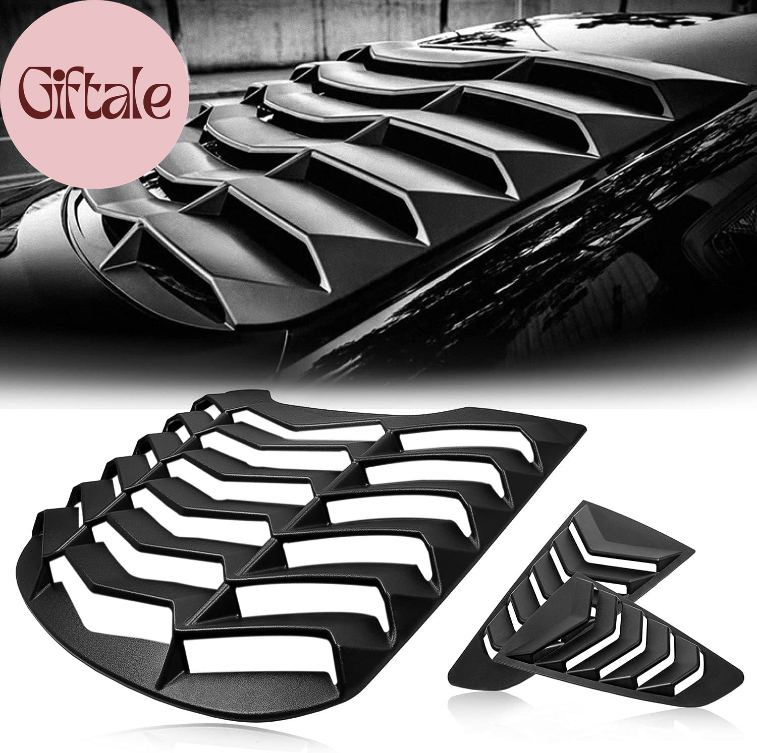 2015-2023 Rear+Side Window Louvers Windshield Sun Shade Cover Lambo Style Matte 
