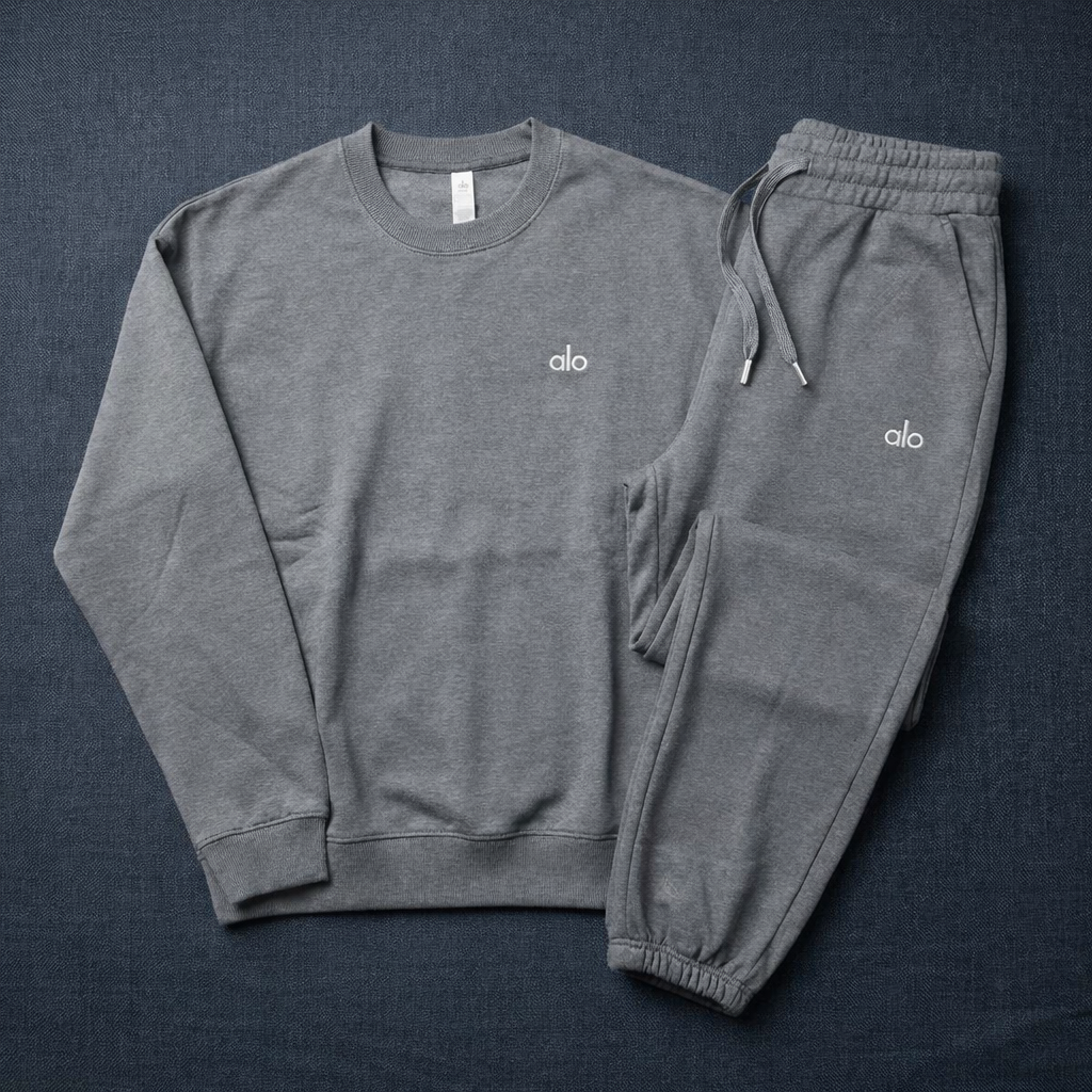 Women's Alo Gray Crew Neck Sweatshirt Matching Set in Size Medium