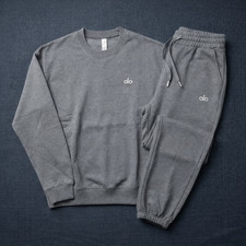 Women's Alo Gray Crew Neck Sweatshirt Matching Set in Size Medium