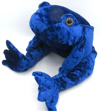 Vintage Commonwealth VELVET FROG Solid Blue Pattern 22" Stuffed Animal