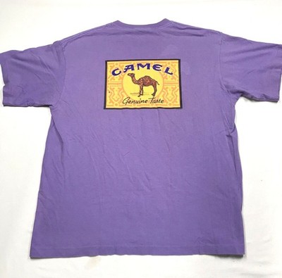 Vtg USA 1995 CAMEL Graphic Tee Shirt Men XL Mauve Pocket 2 Sided Genuine Taste