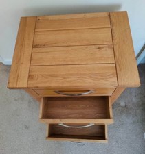 Oak Bedside Table With 3 Drawers And Matching Chest Of 5 Drawers