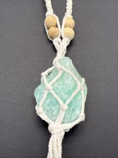 Green Fluorite Macrame Crystal Car Hanger Mirror Hanging Ornament Dangle