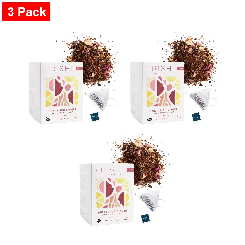 Pink Lemon Ginger Herbal Tea - Enjoy Hot Or Iced - 15 Count 