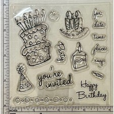 Recollections Doodle Birthday Clear Stamps Set for Crafting  Scrapbooking