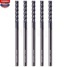 5Pcs 1/4" 4 Flute Solid Carbide 3/4" LOC x 2-1/4" OAL End Mills - AlTiN Coated