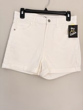 Art Class Girls White Denim Shorts Size 14 XL Adjustable Waist Cuffed Hem NWT