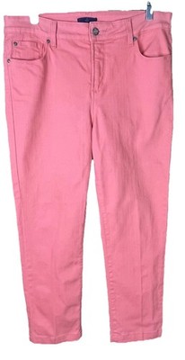 NYDJ Orange (Sz 12) Straight Leg Pants Trousers Lift Tuck 35x32 Zip