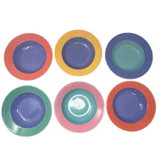 Lindt Stymeist Colorways Rimmed Soup Pasta Bowl 9” Pink Blue Green Purple Lot