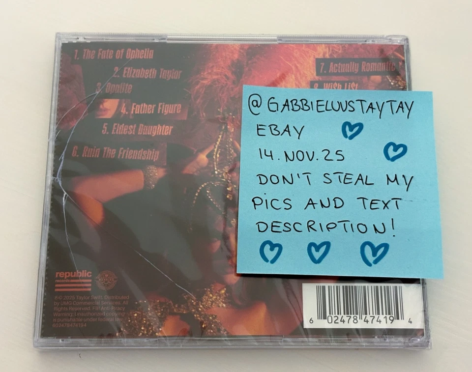 Taylor Swift The Life of a Showgirl CD Hand-Signed Photo #4 BESCHÄDIGTE HÜLLE - Bild 4 von 4