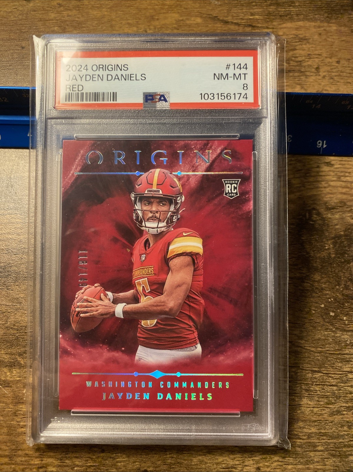 2024 Origins Red /149 Jayden Daniels Rc Psa 8 Sick Color Match